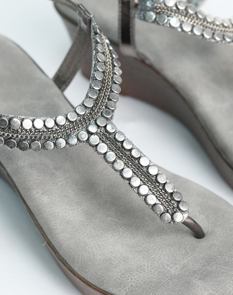 Mid Wedge Sandal - Studded - Backstrap
