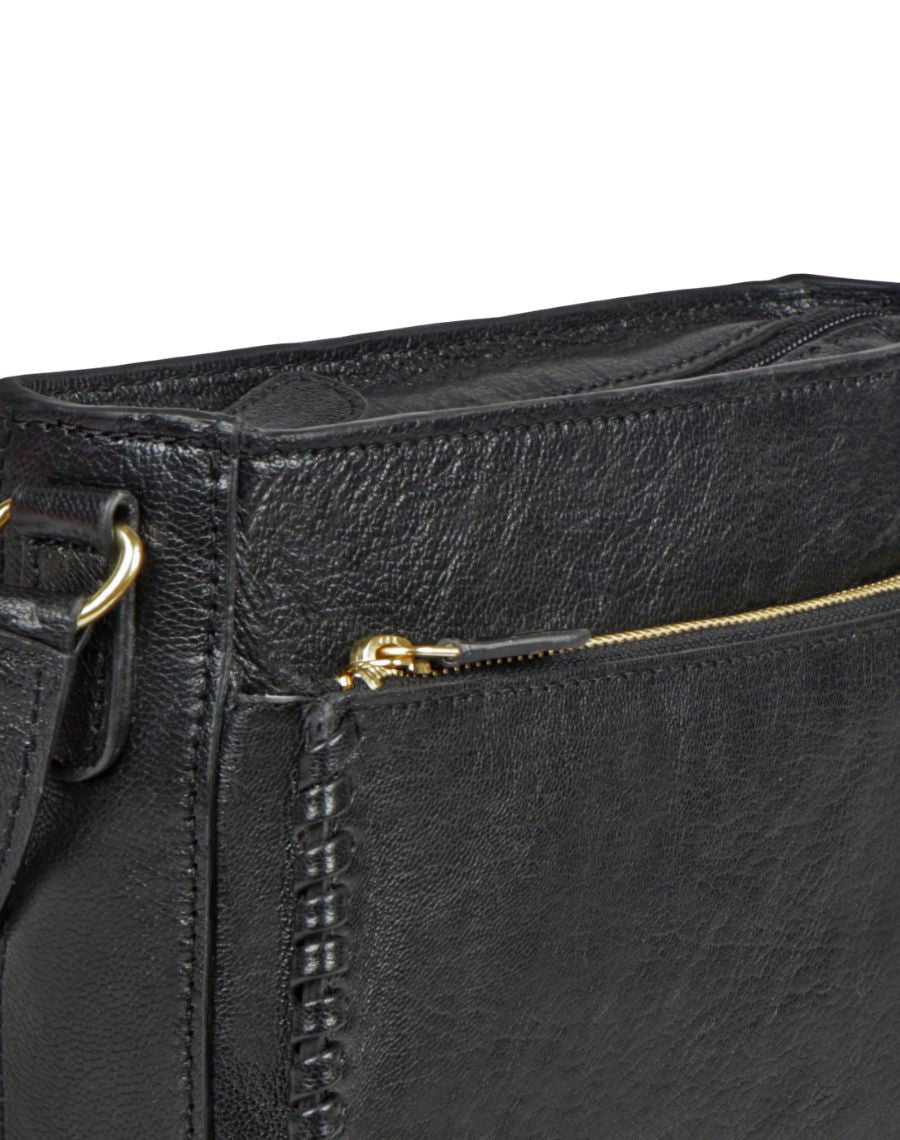 Valonia 03 Black Leather Sling Bag
