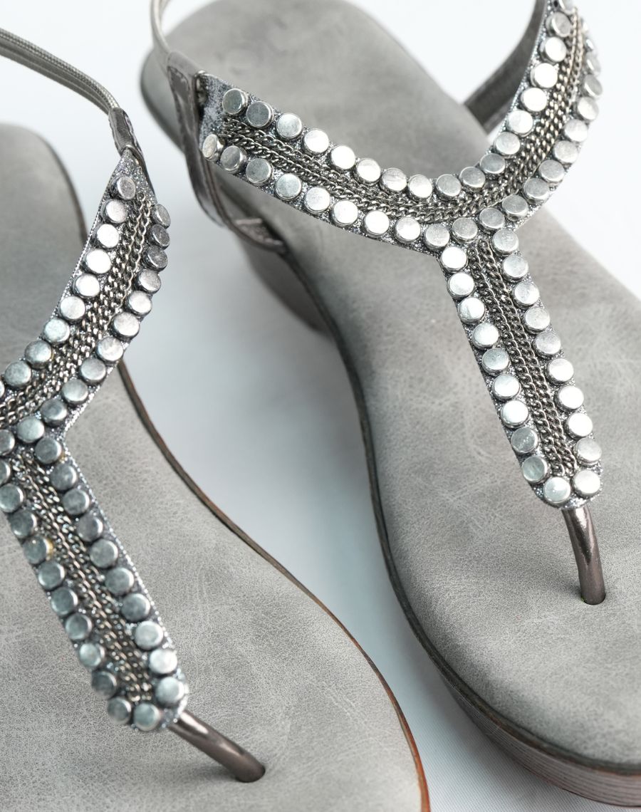 Mid Wedge Sandal - Studded - Backstrap