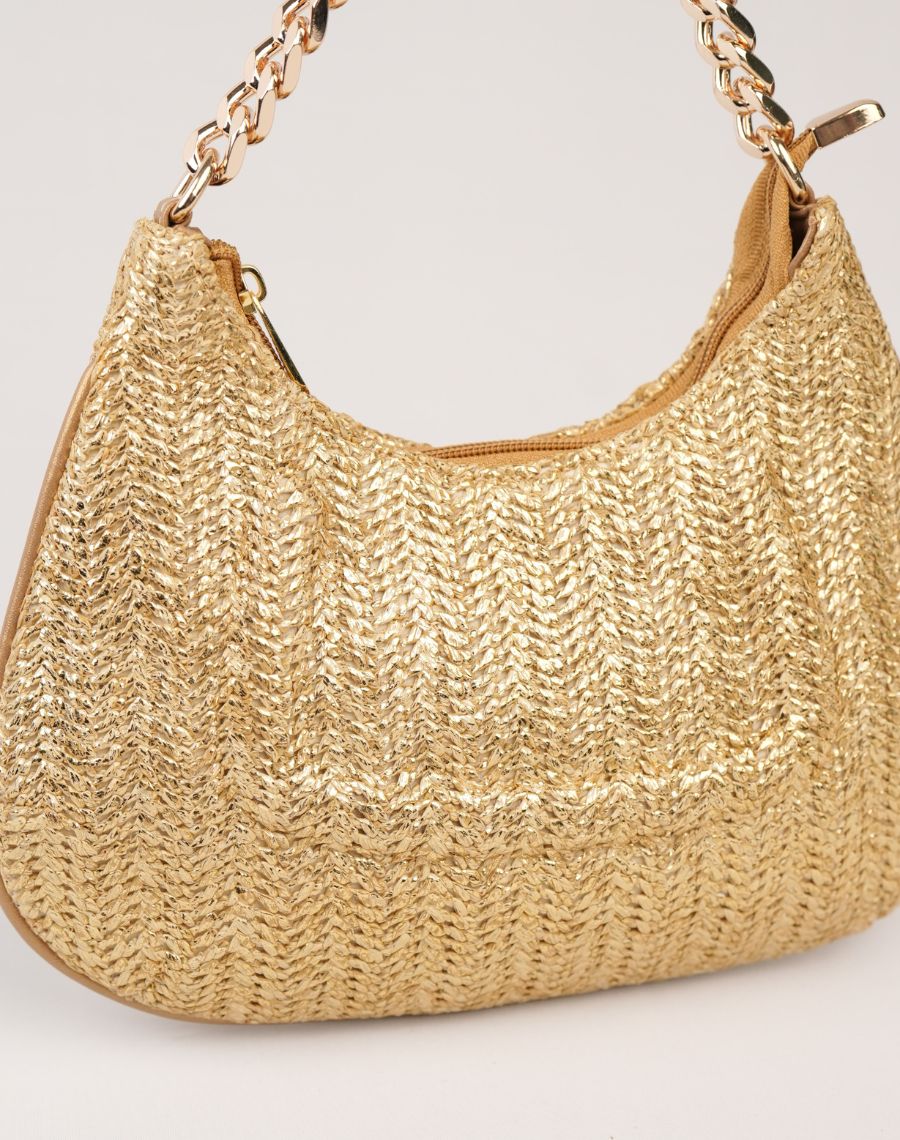 Raffia Chain Clutch