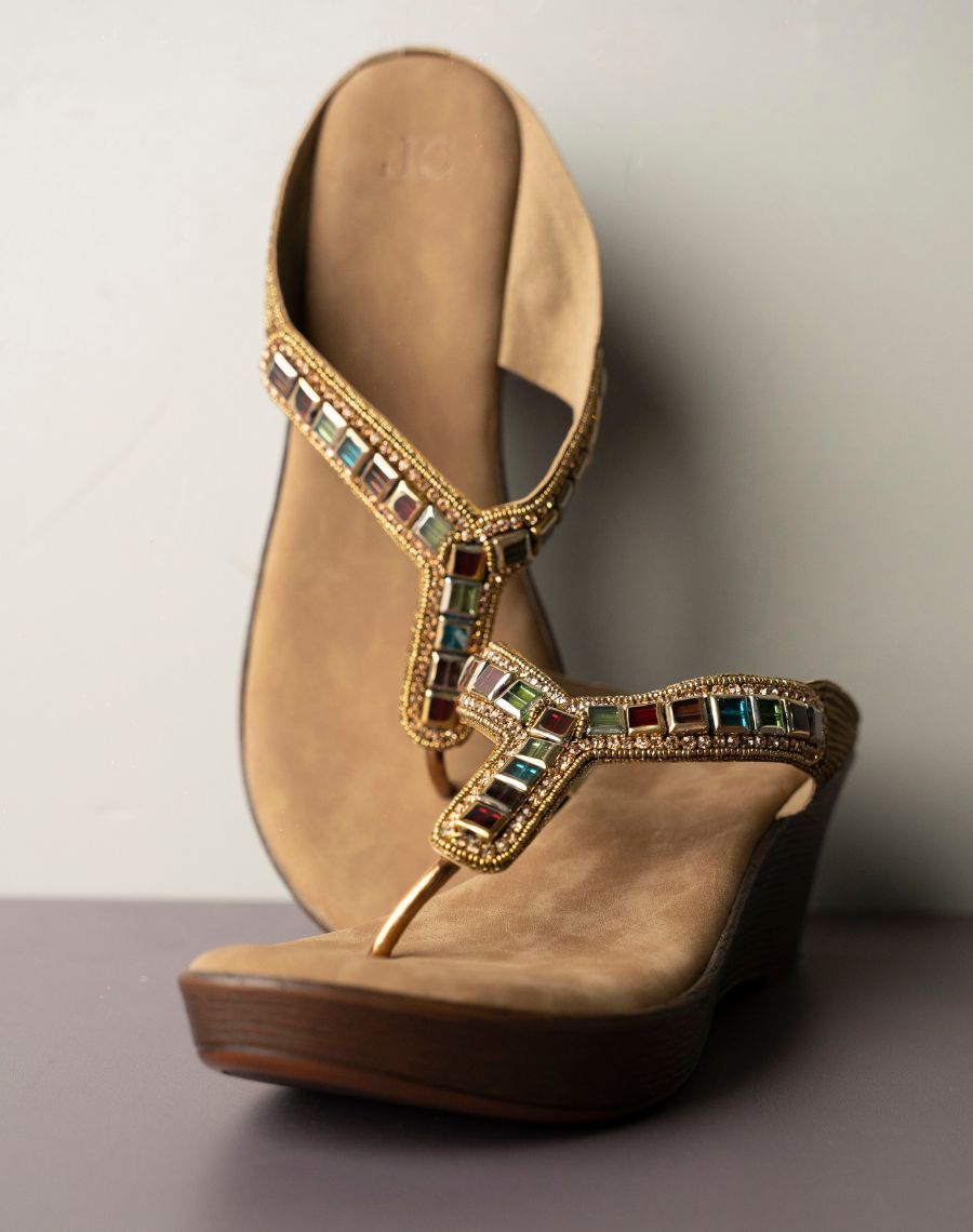 Sandal Wedge - Multi Stones