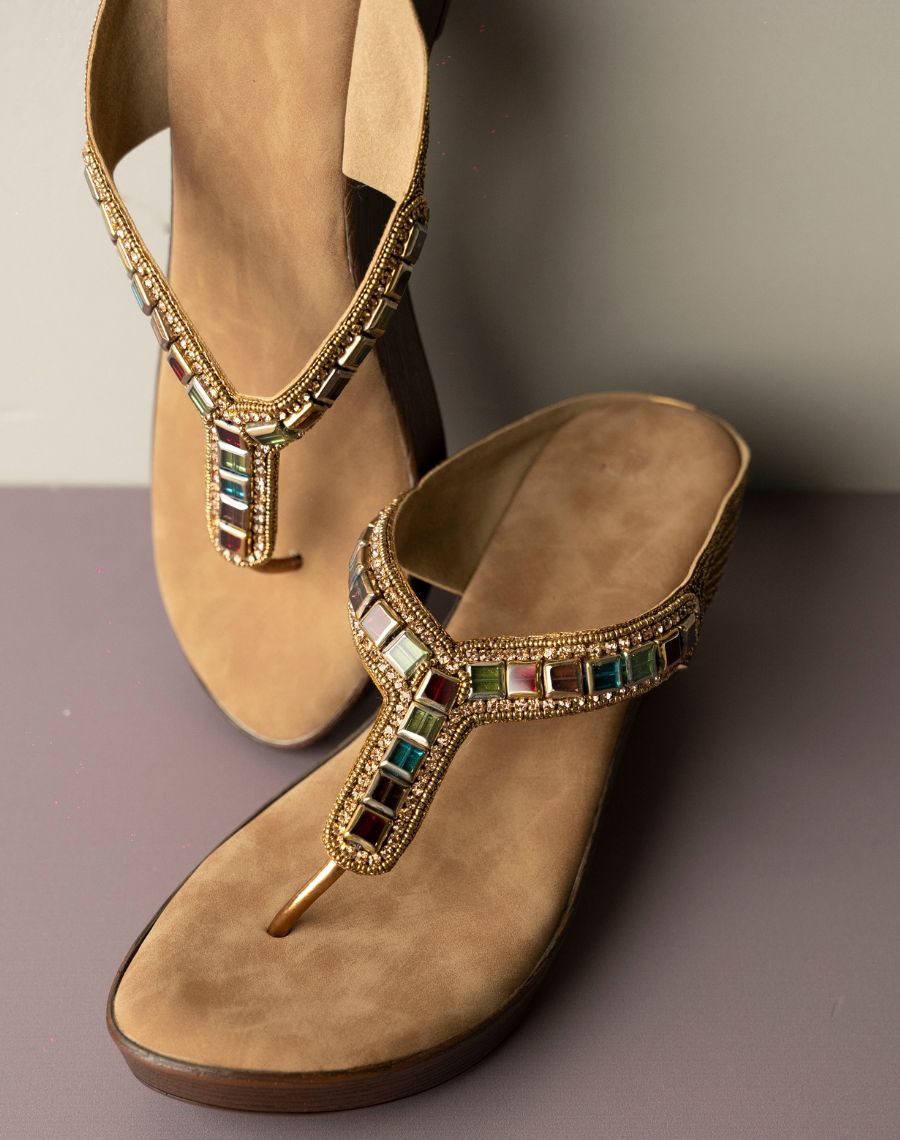 Sandal Wedge - Multi Stones