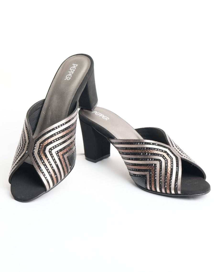 Mid Heel Sandal - Shiny Slider