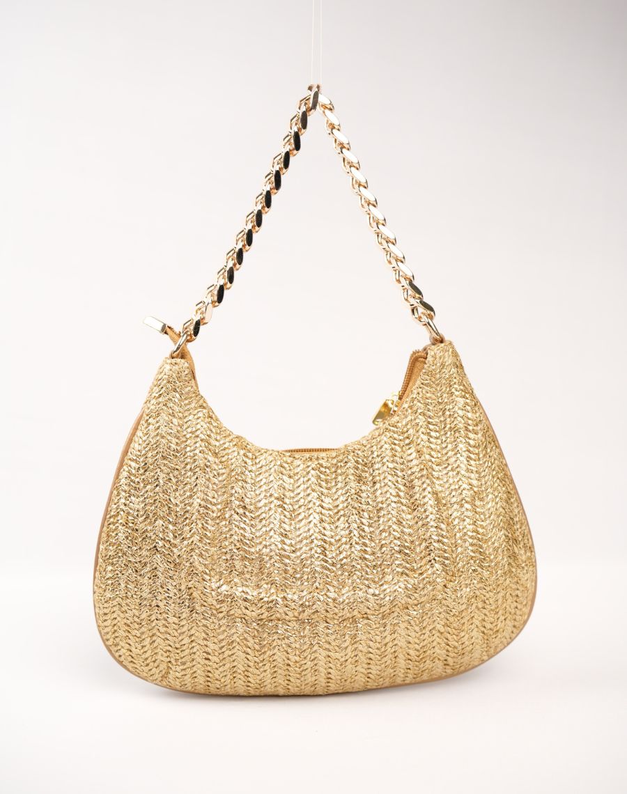 Raffia Chain Clutch
