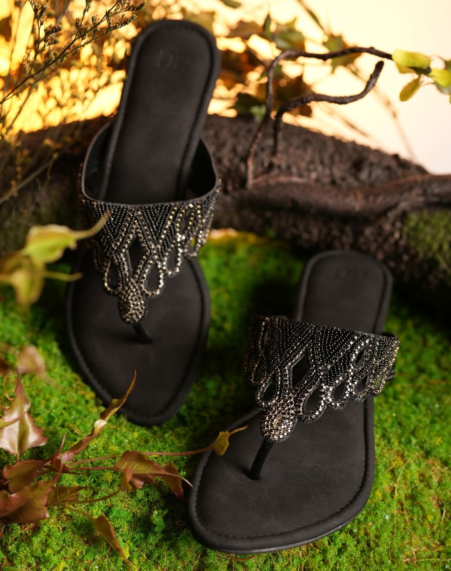 Mid Heel Sandal - Studded Upper
