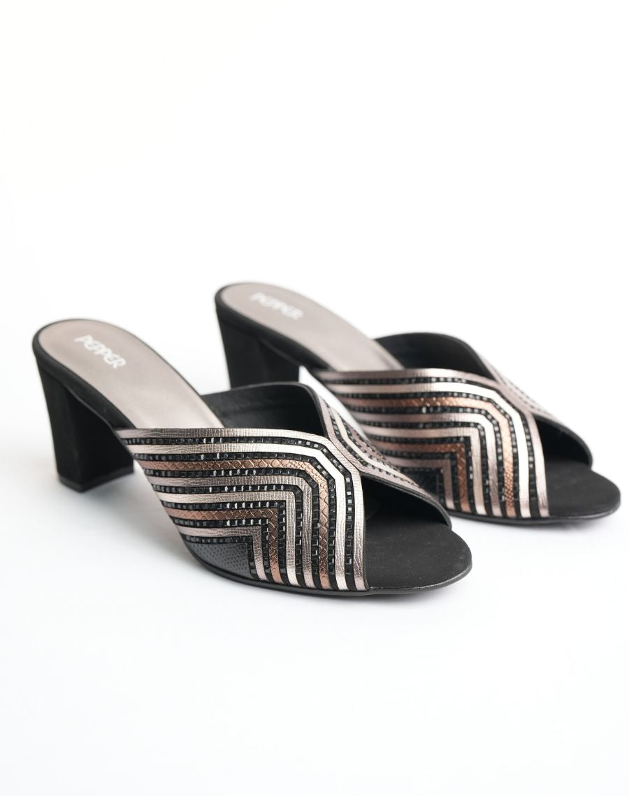 Mid Heel Sandal - Shiny Slider