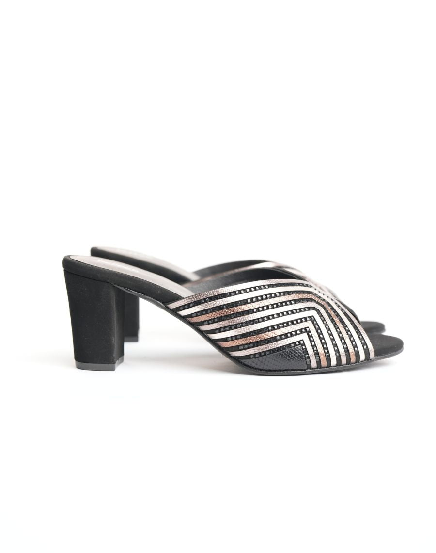 Mid Heel Sandal - Shiny Slider