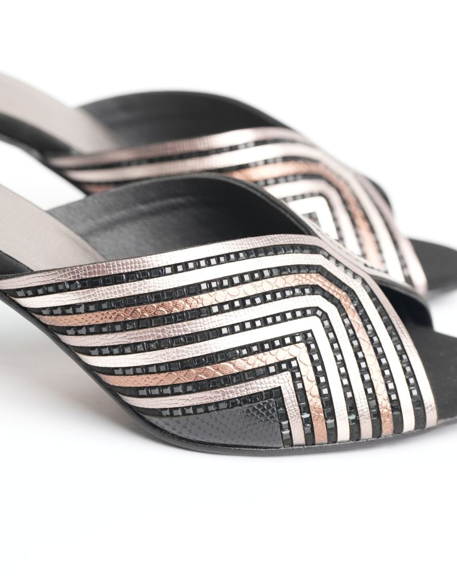 Mid Heel Sandal - Shiny Slider