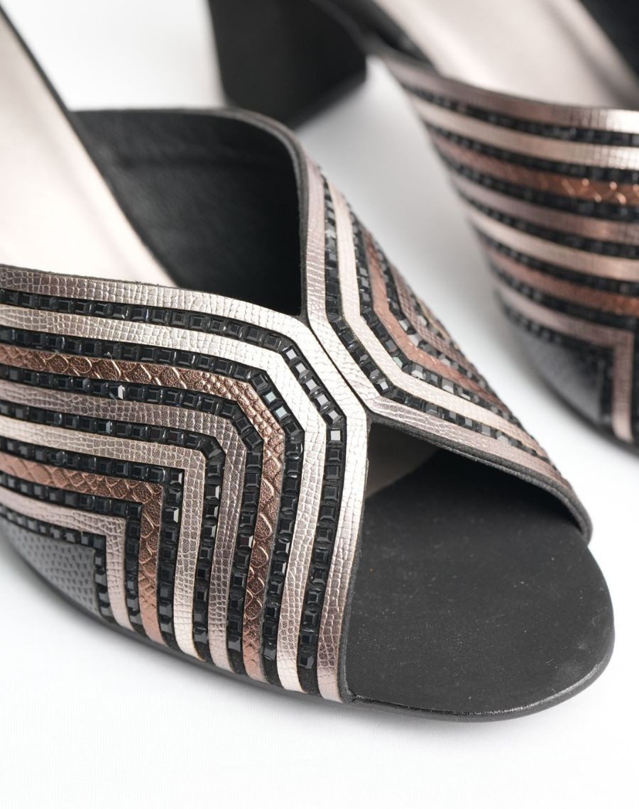 Mid Heel Sandal - Shiny Slider