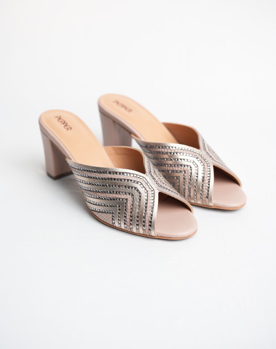 Mid Heel Sandal - Shiny Slider