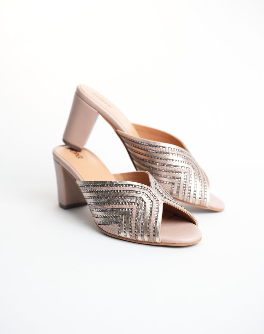 Mid Heel Sandal - Shiny Slider