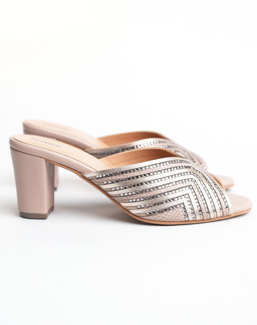 Mid Heel Sandal - Shiny Slider
