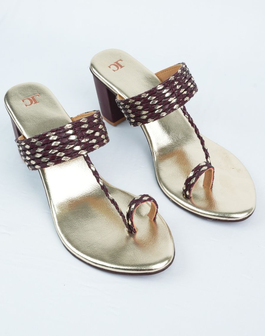 Mid Heel Kolhapuri - Woven Upper