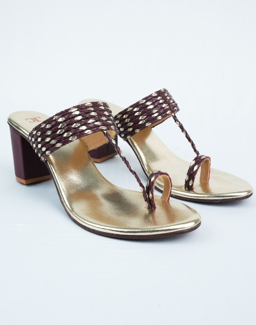 Mid Heel Kolhapuri - Woven Upper