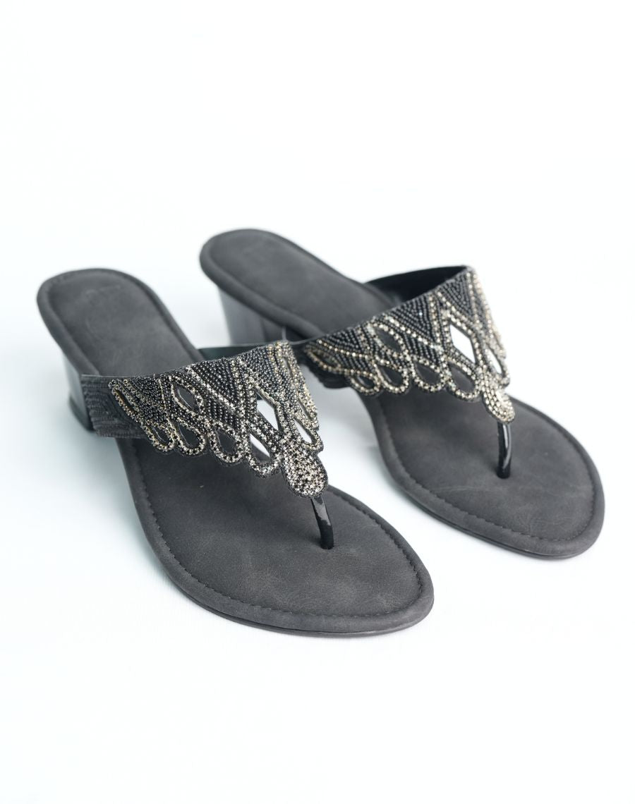 Mid Heel Sandal - Studded Upper