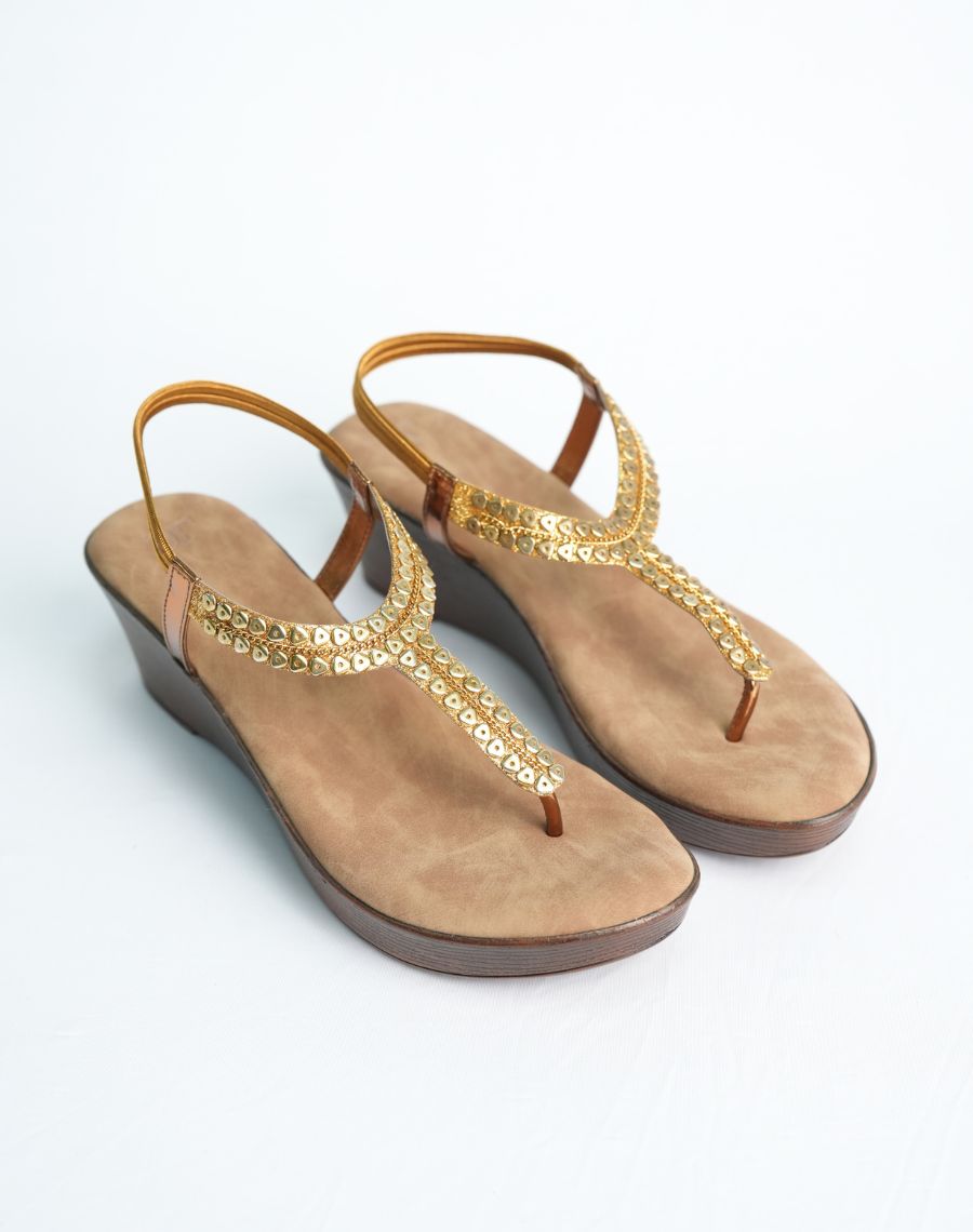 Mid Wedge Sandal - Studded - Backstrap