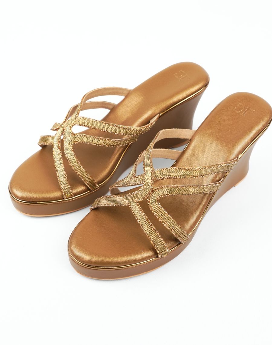High Wedge Sandal - Cross Tape