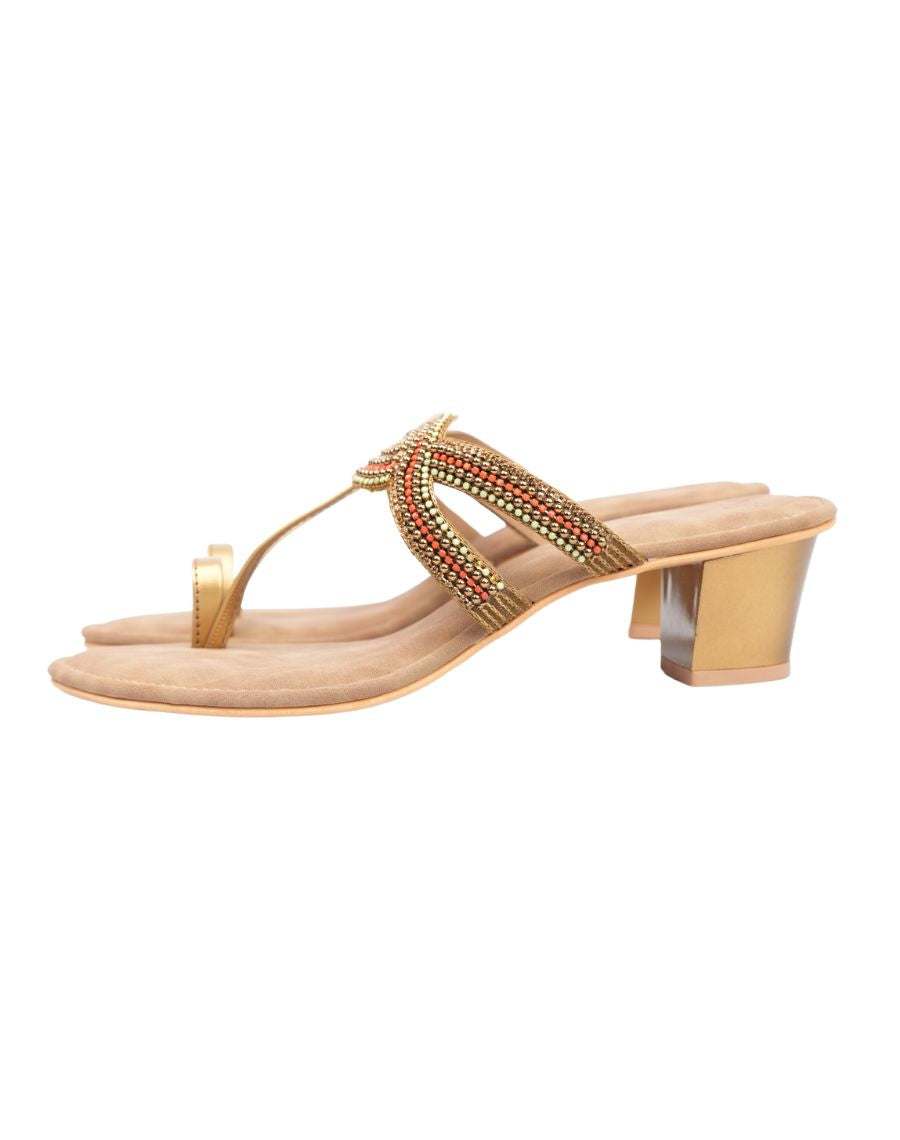 Midheel Sandal - Multi Beaded