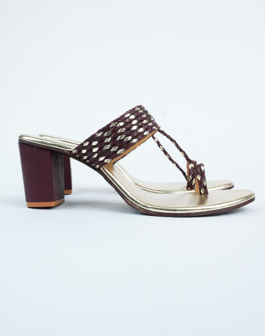Mid Heel Kolhapuri - Woven Upper