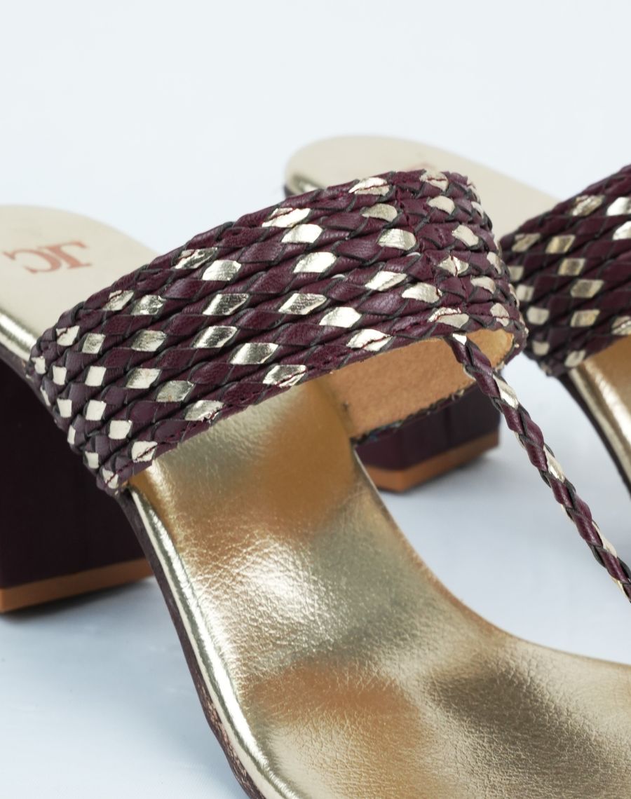 Mid Heel Kolhapuri - Woven Upper