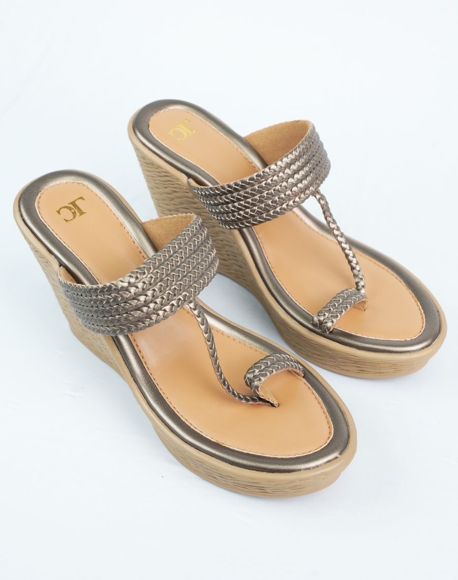 High Wedge Sandal - Woven Upper