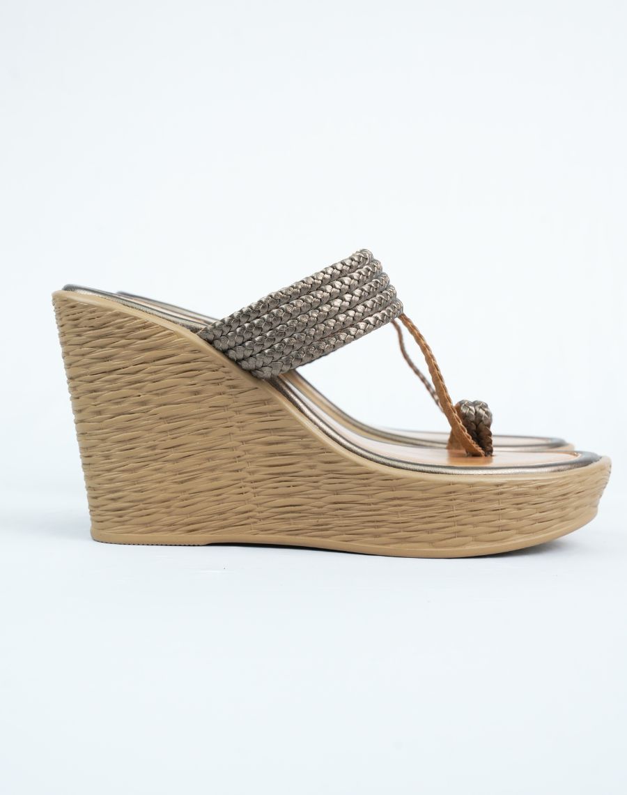 High Wedge Sandal - Woven Upper