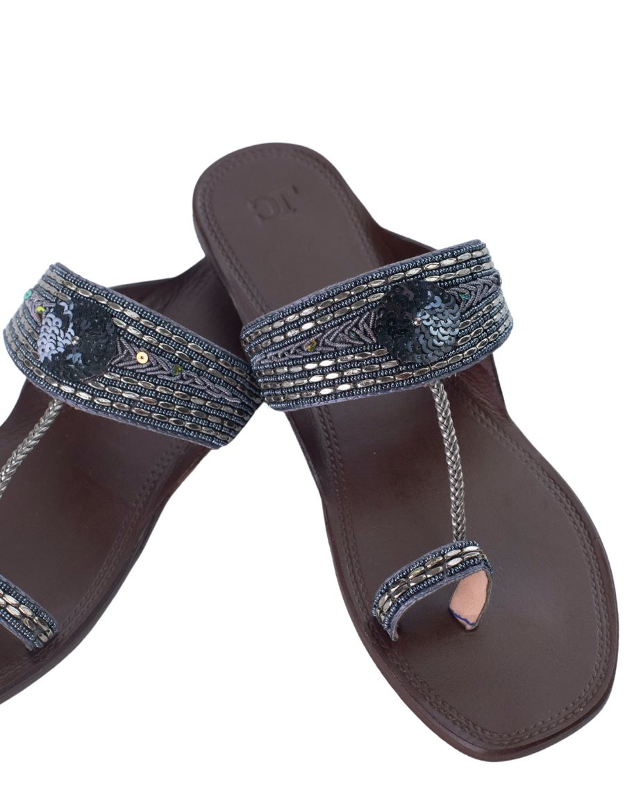 Flat Kolhapuri - Embroidered
