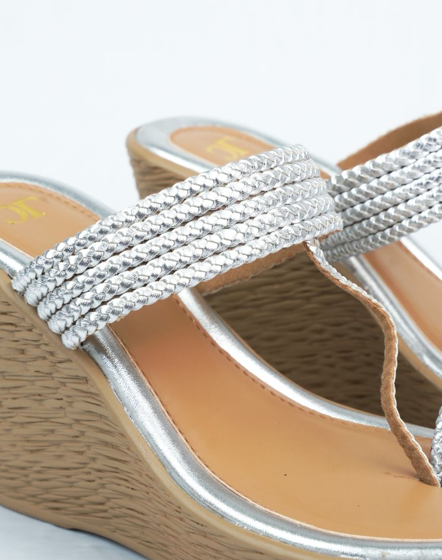 High Wedge Sandal - Woven Upper