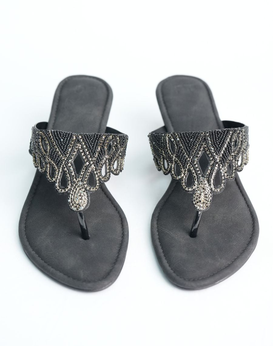 Mid Heel Sandal - Studded Upper