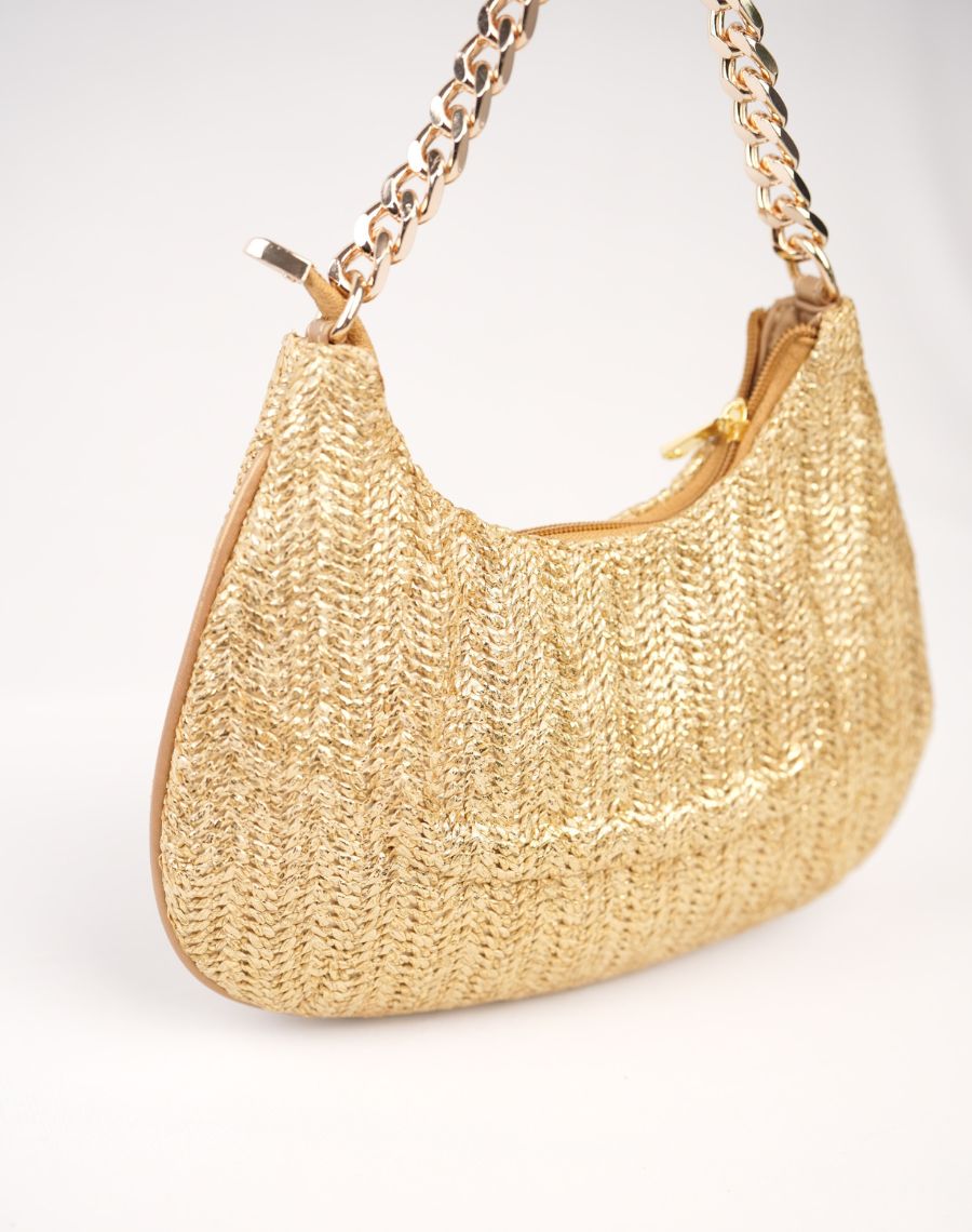 Raffia Chain Clutch