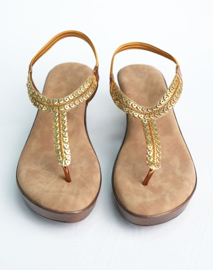 Mid Wedge Sandal - Studded - Backstrap