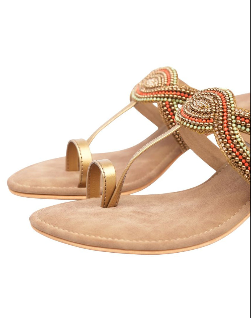 Midheel Sandal - Multi Beaded