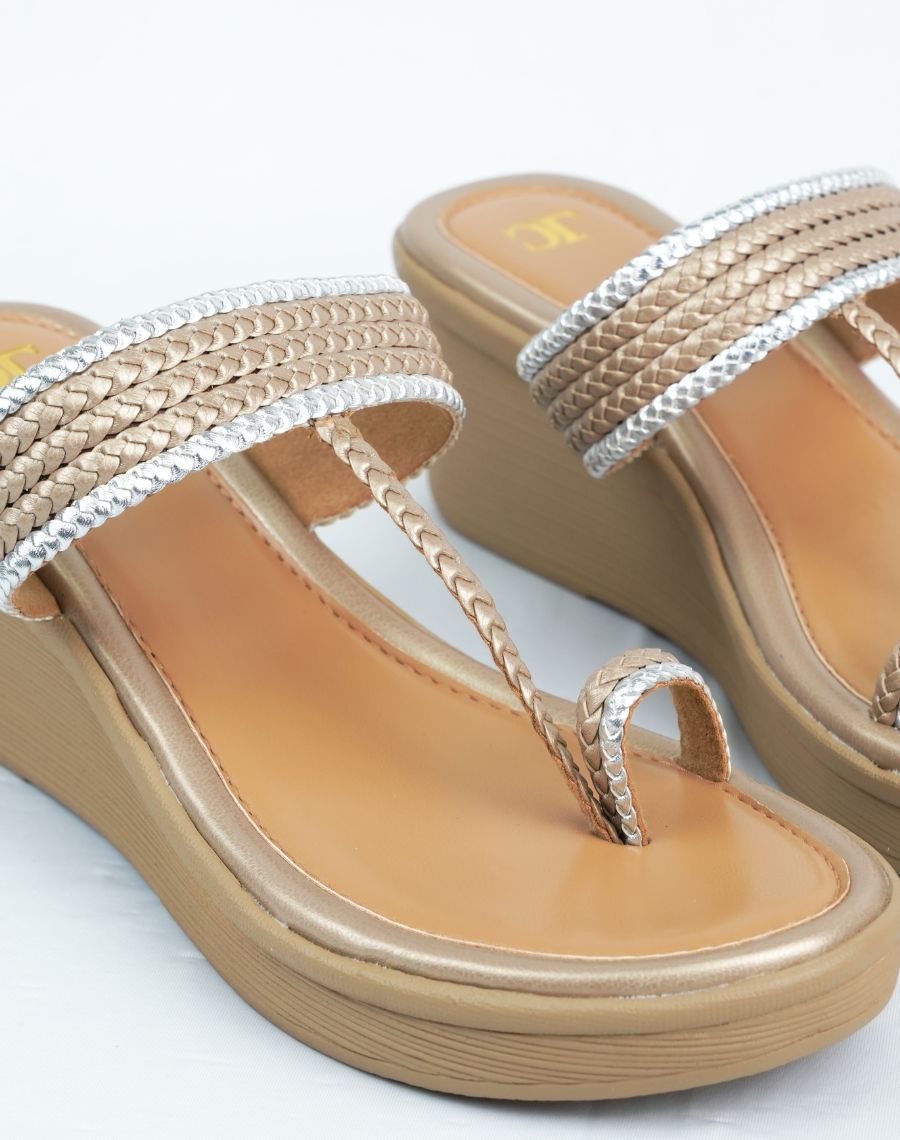 Mid Wedge Sandal - Weaving Two Colors