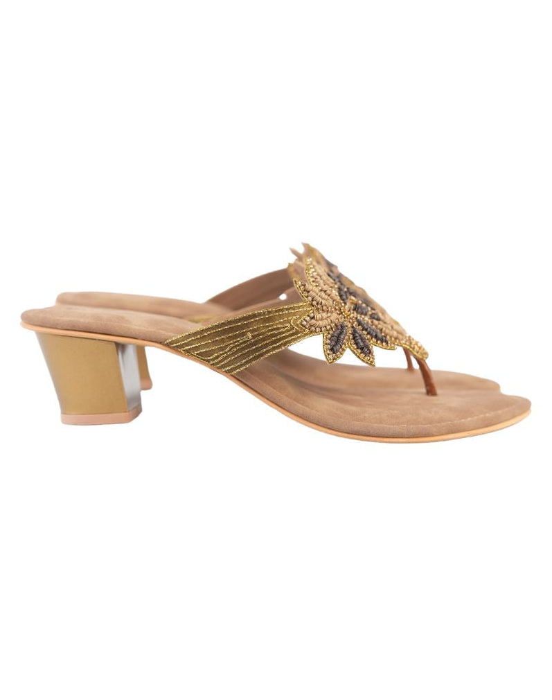 Midheel Sandal - Flower Sequin
