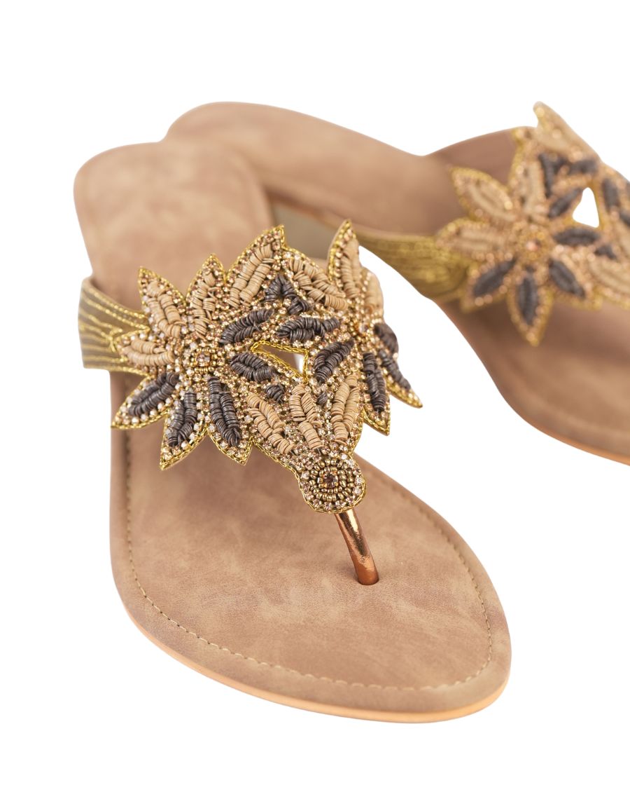 Midheel Sandal - Flower Sequin