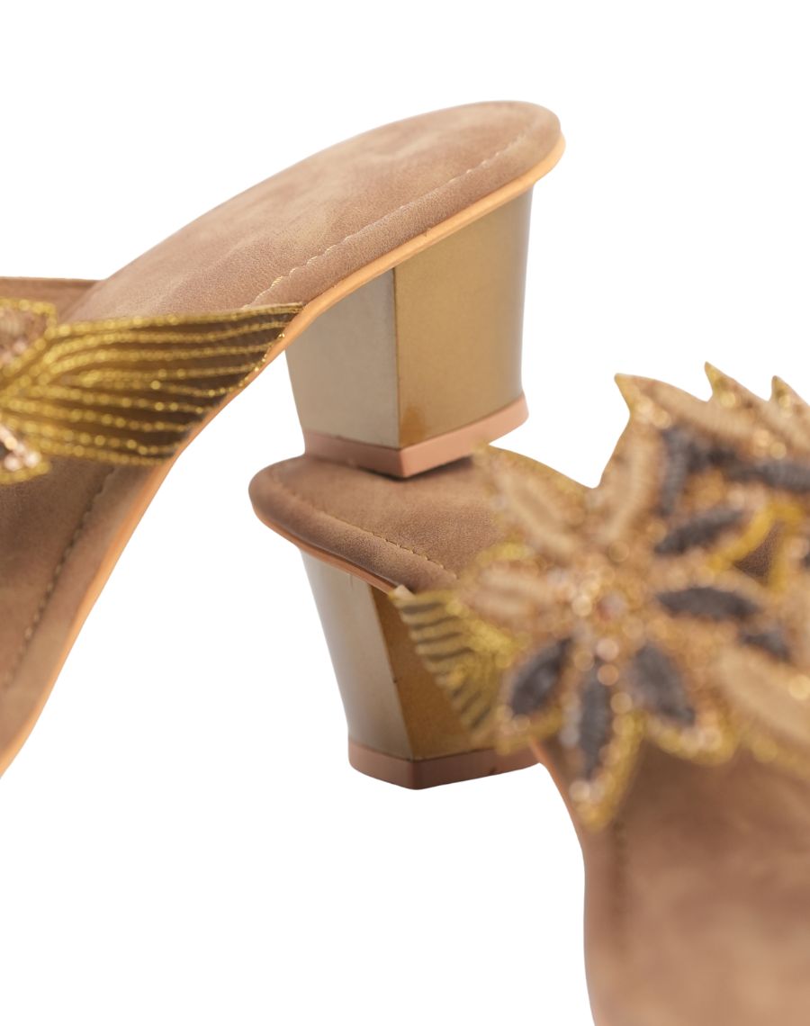 Midheel Sandal - Flower Sequin