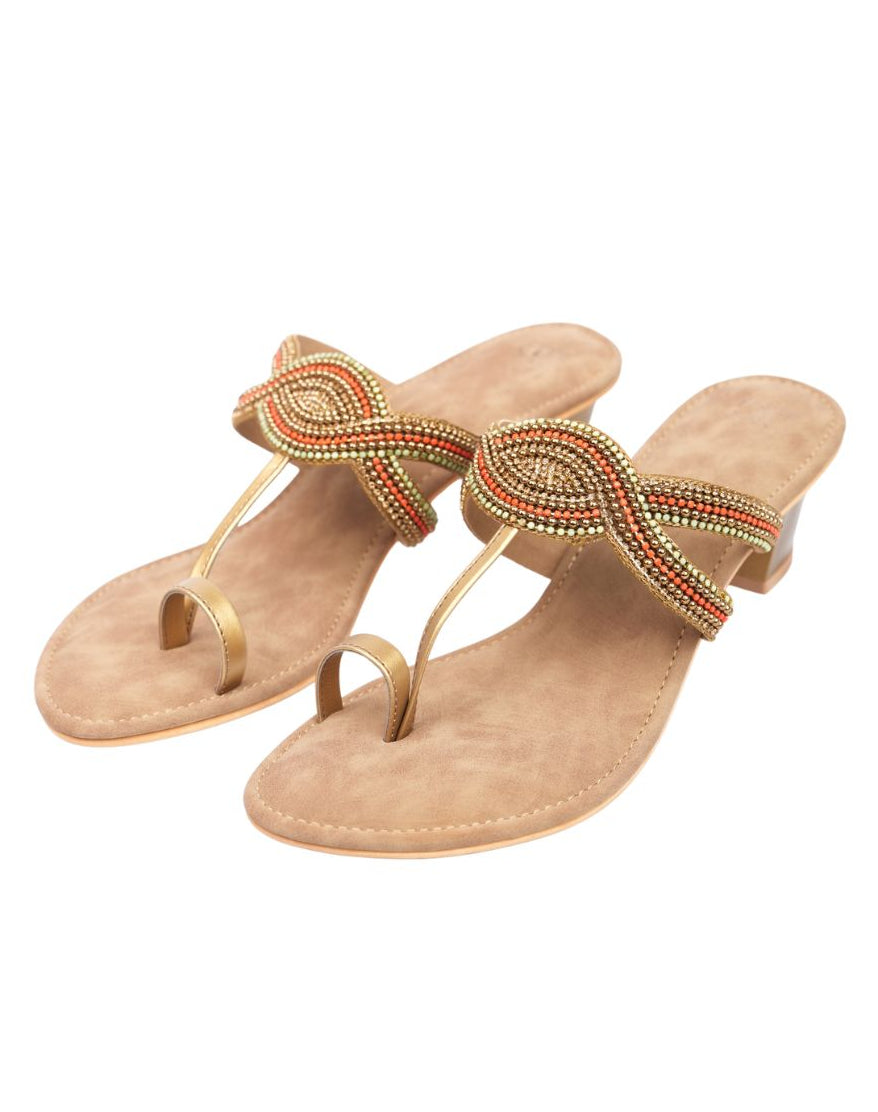 Midheel Sandal - Multi Beaded