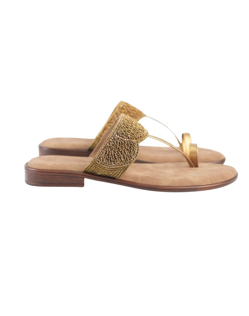 Sandal Flat - Sequin Toe Ring