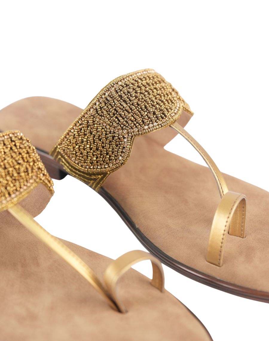 Sandal Flat - Sequin Toe Ring