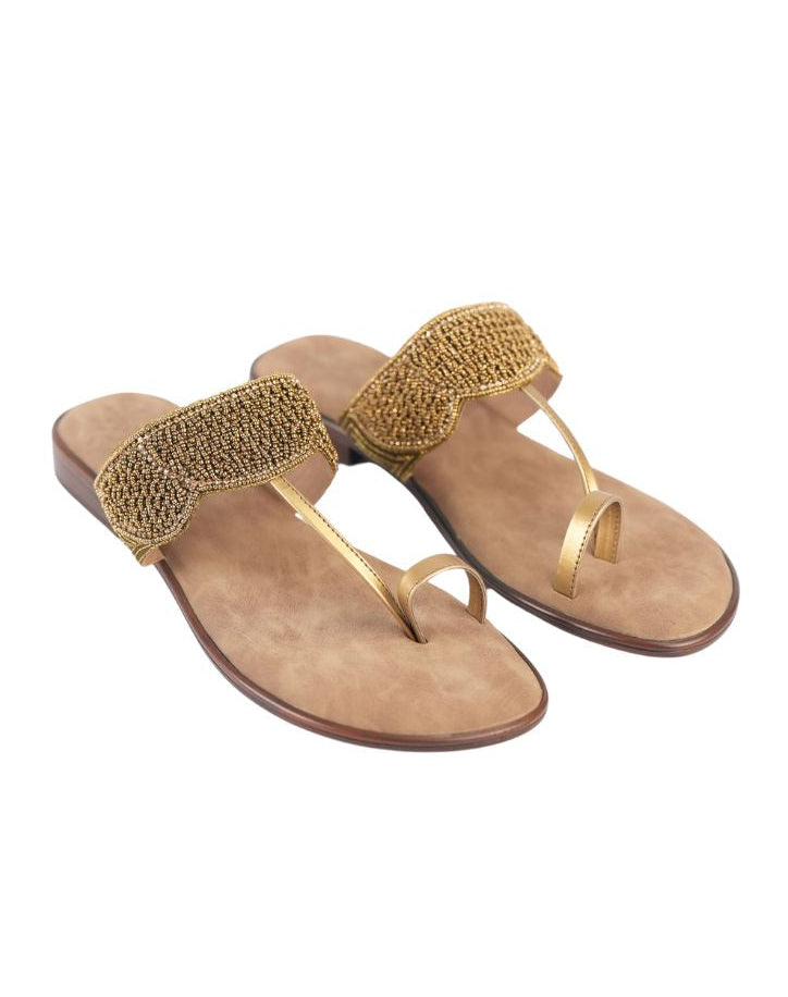 Sandal Flat - Sequin Toe Ring