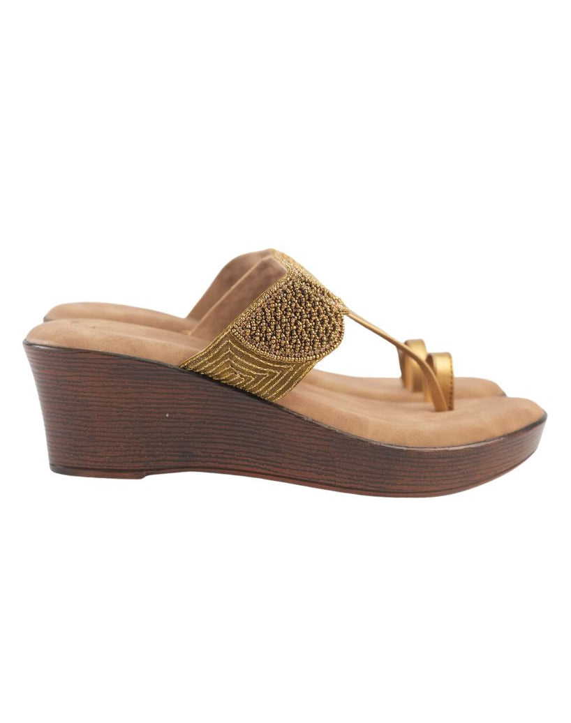 Midheel Sandal - Sequin Upper Toe Ring