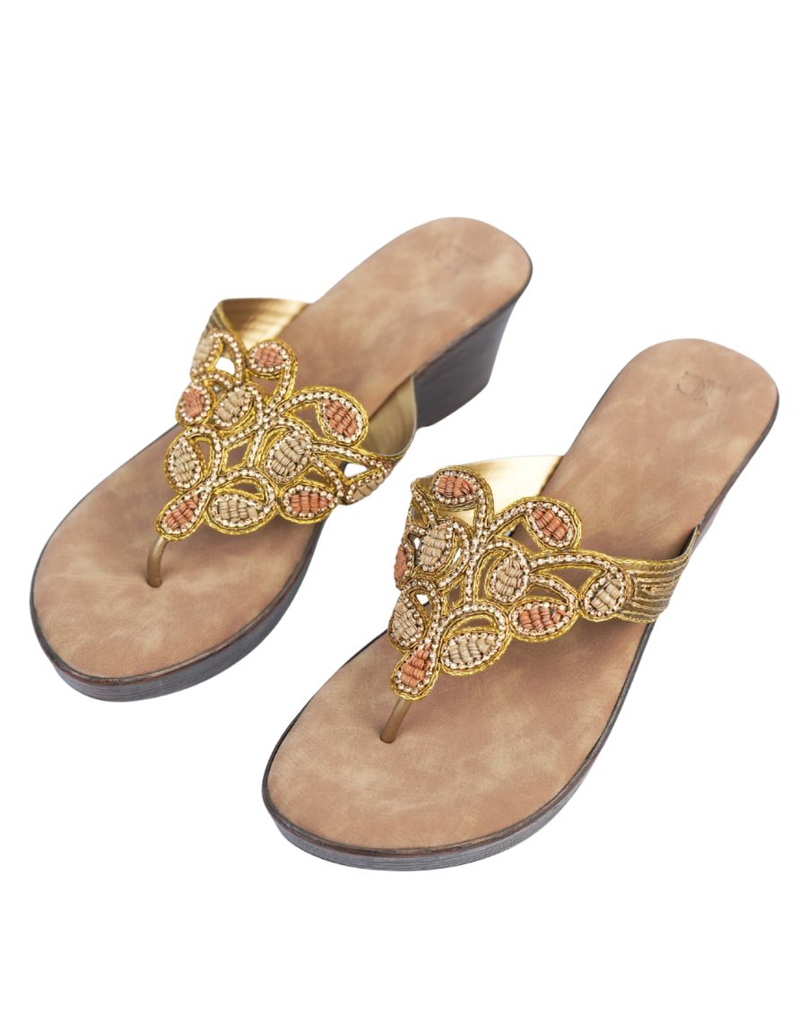 Mid Wedge Sandal - Flower Sequin Upper