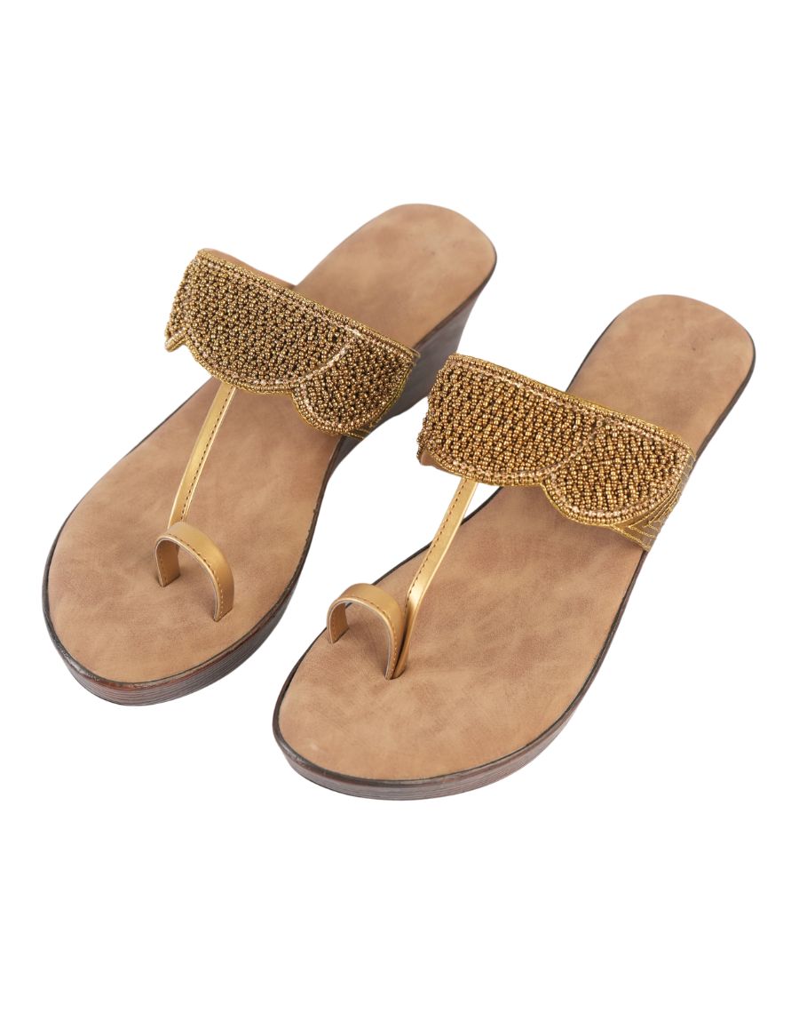 Midheel Sandal - Sequin Upper Toe Ring