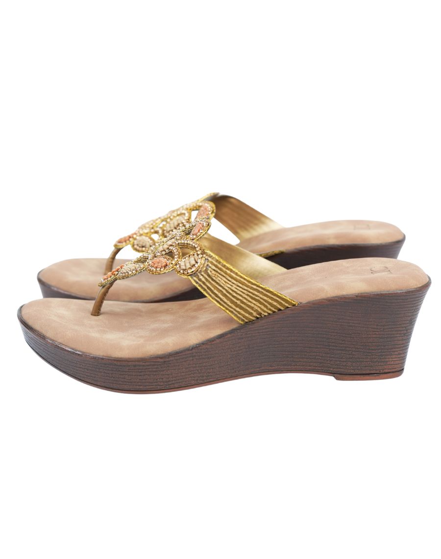 Mid Wedge Sandal - Flower Sequin Upper