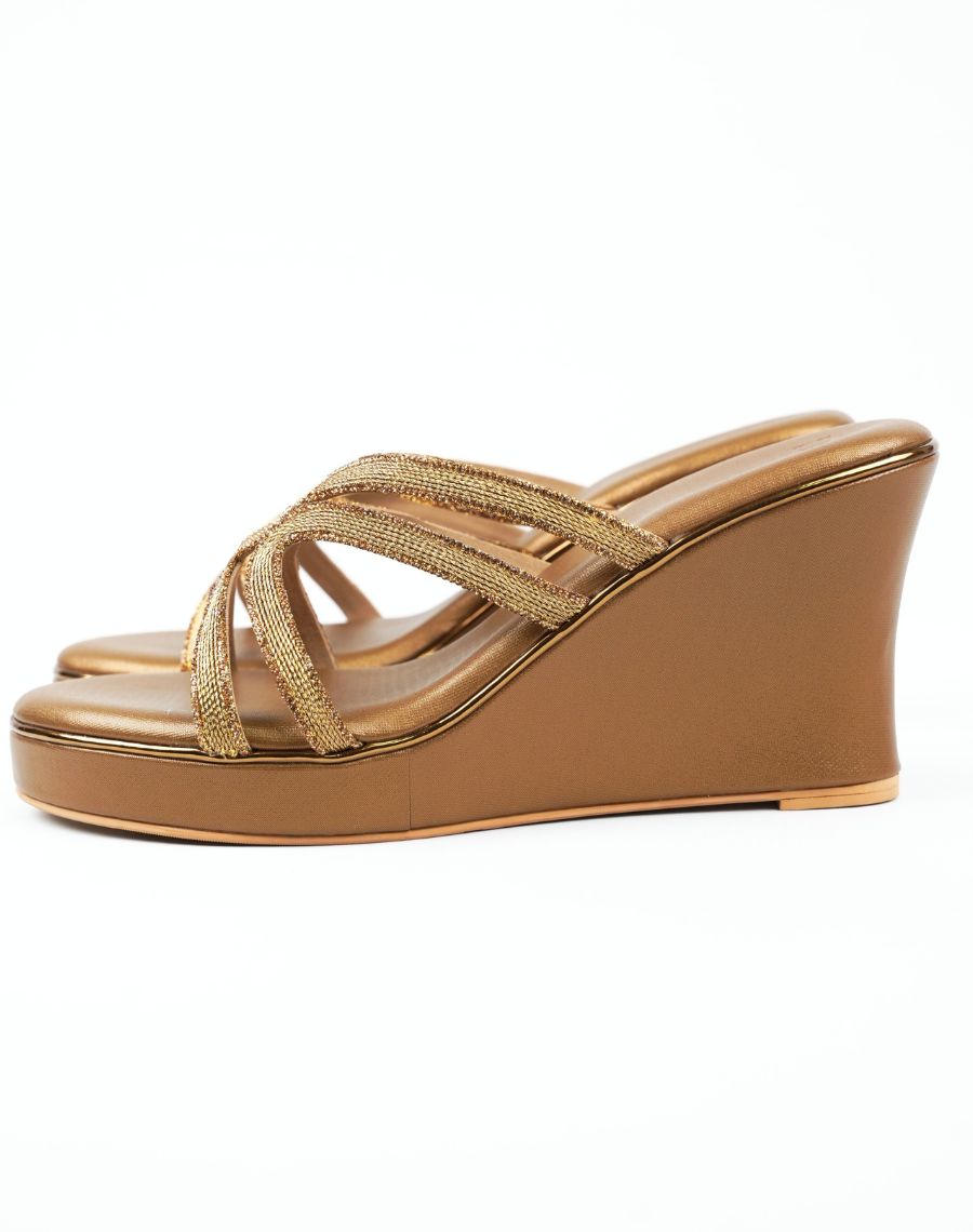 High Wedge Sandal - Cross Tape