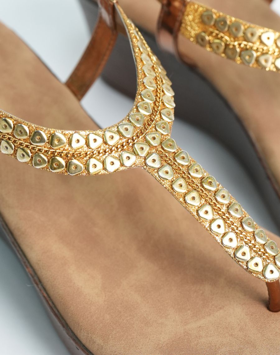 Mid Wedge Sandal - Studded - Backstrap