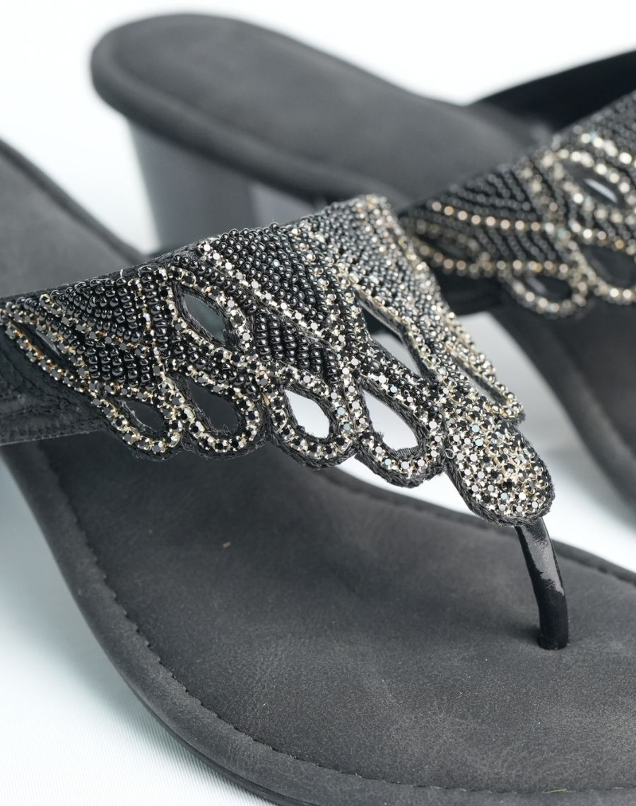 Mid Heel Sandal - Studded Upper