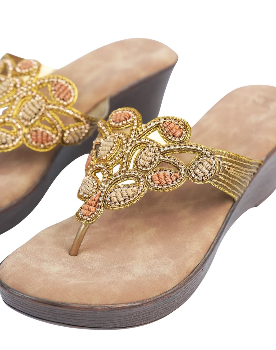 Mid Wedge Sandal - Flower Sequin Upper