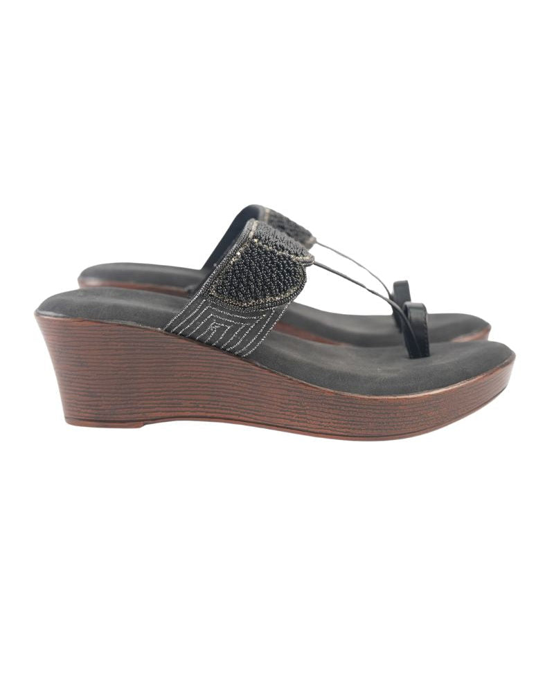 Midheel Sandal - Sequin Upper Toe Ring