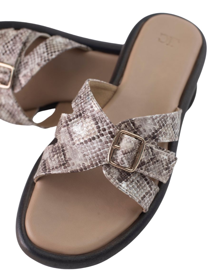 Flat sandal - Cross Strap - Buckle